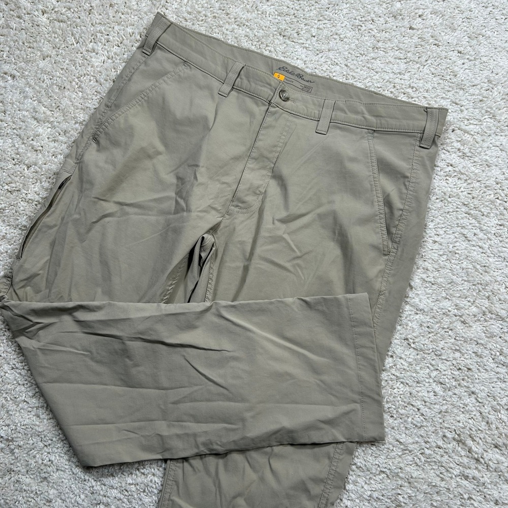 Eddie Bauer Travex Pants 38x32 Khaki Nylon Spandex Hiking Travel Outdoor